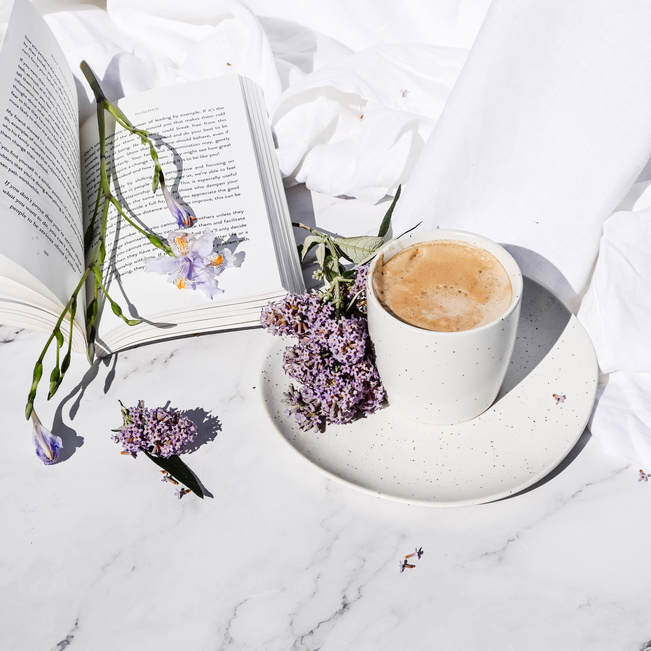 White Ceramic Cup with Brown Liquid